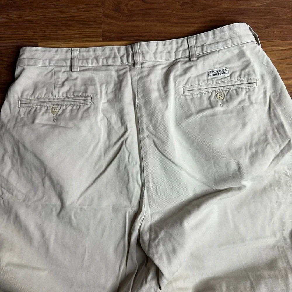 Vintage 90s Polo Ralph Lauren Andrew Pant Men 36x30 Khaki Pleated Chino Cotton